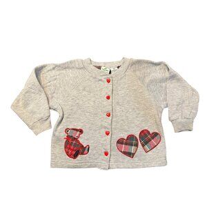 VTG Radishes & Roses Kids Girls 3T Cardigan Heart Bear Patchwork Raglan Sleeves